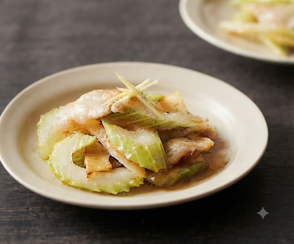 セロリと豚肉の炒め物